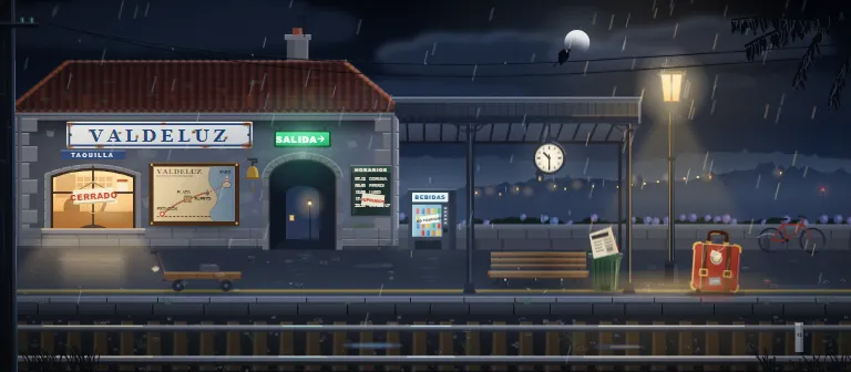 The train station in the rain