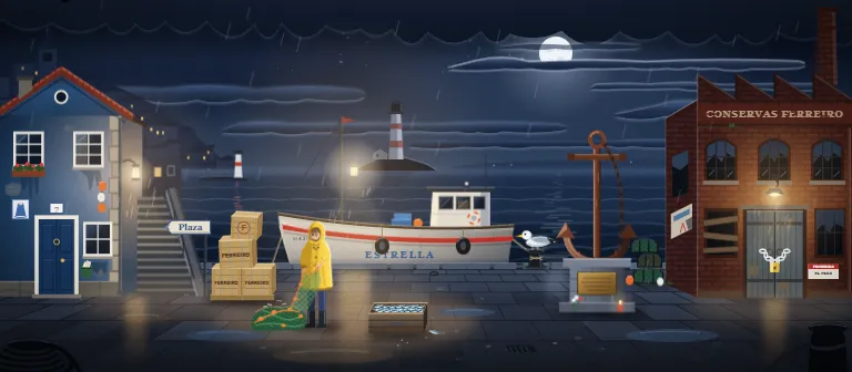 The fishing port at night